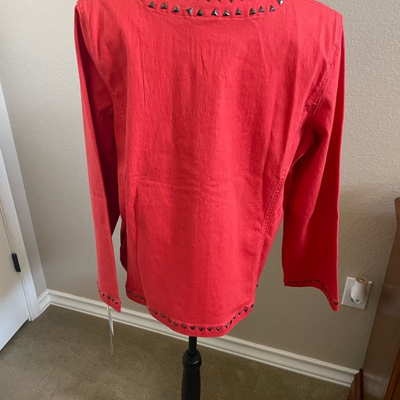 Diane Gilman Beautiful Orange Denim Jacket Stud Design Size 1X NWT - Picture 8 of 13